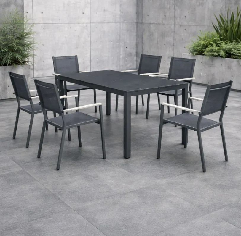 Conjunto de mesa y seis sillas para jardín