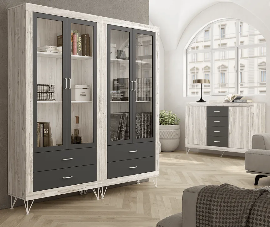 Conjunto de vitrinas altas con puertas de cristal