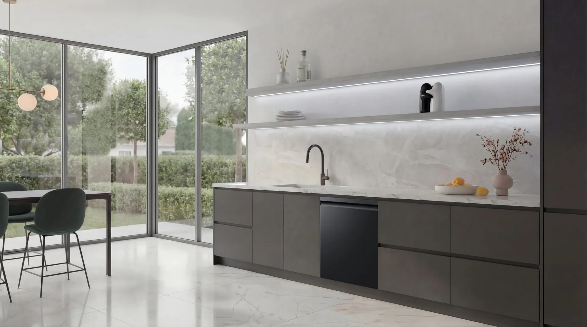 Lavavajillas integrado en una cocina contemporánea