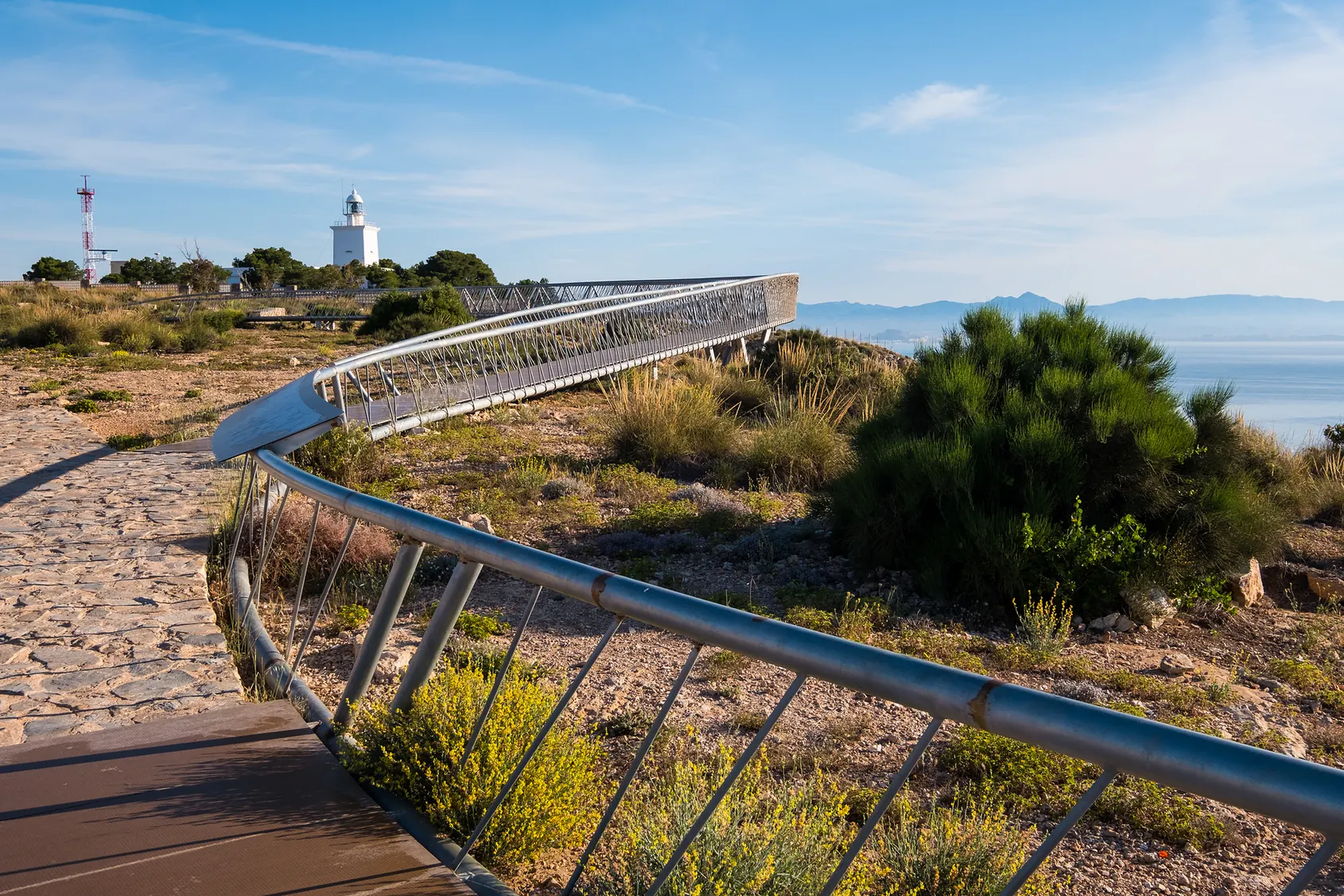 Mediterranean viewpoint beside Santa Pola lighthouse on the Costa Blanca