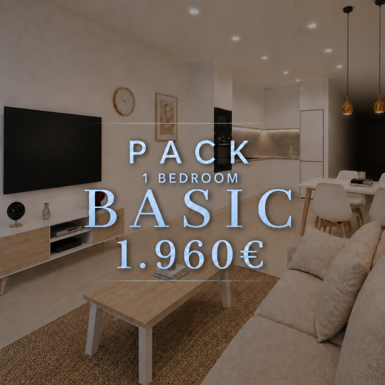 Basic furniture package for a 1-bedroom home, 1,960 euros