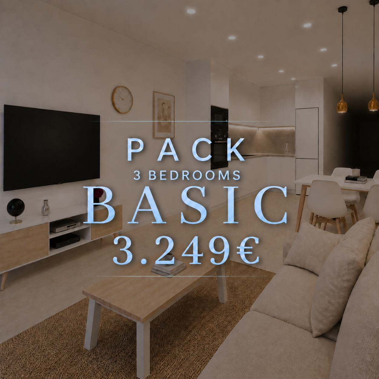 Basic furniture package for a 3-bedroom home, 3,249 euros
