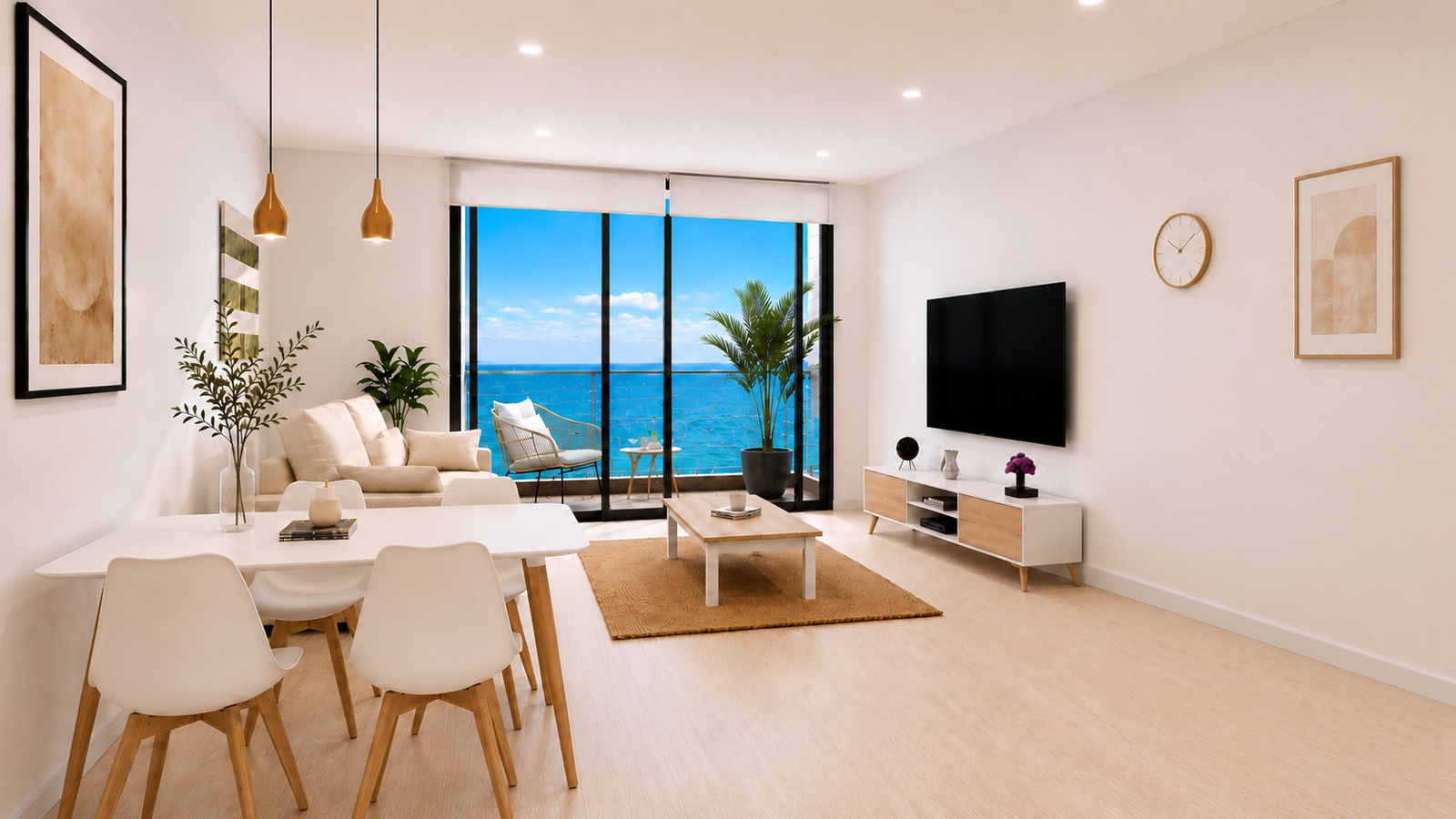 Basic living room — dining and television area