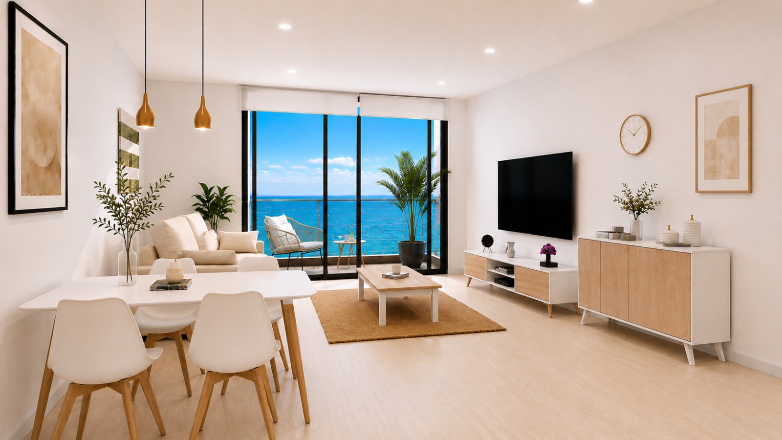 Basic living room — dining and television area