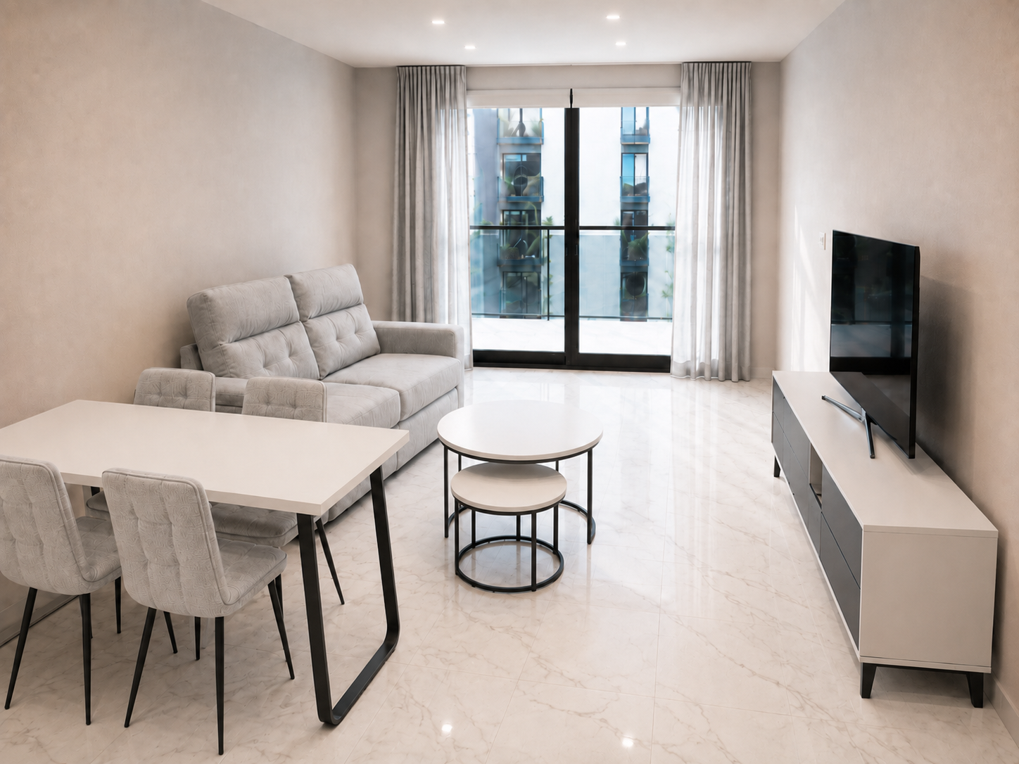 Comfort living room — alternative finish — white and grey