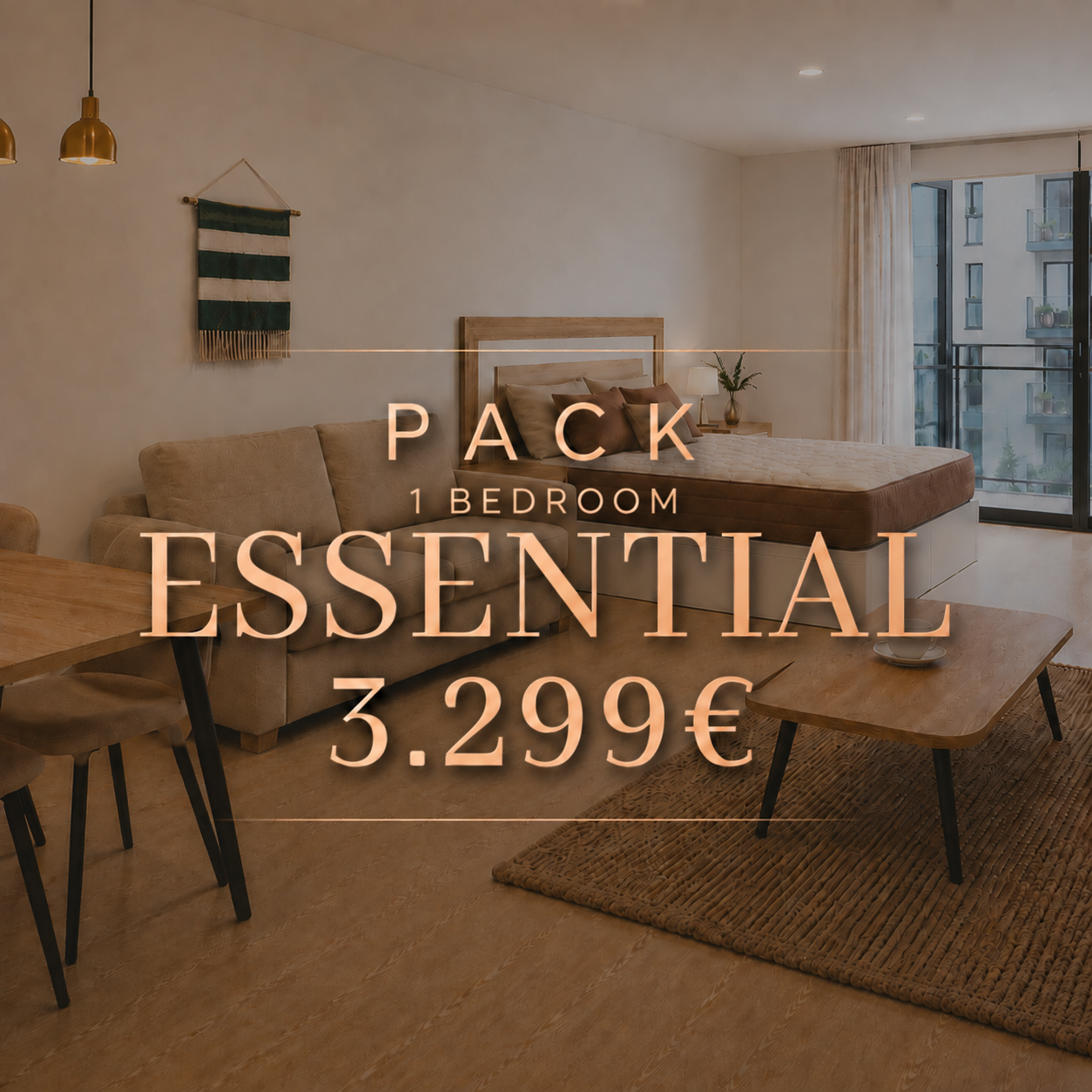 Essential furniture package for a 1-bedroom home, 3,299 euros