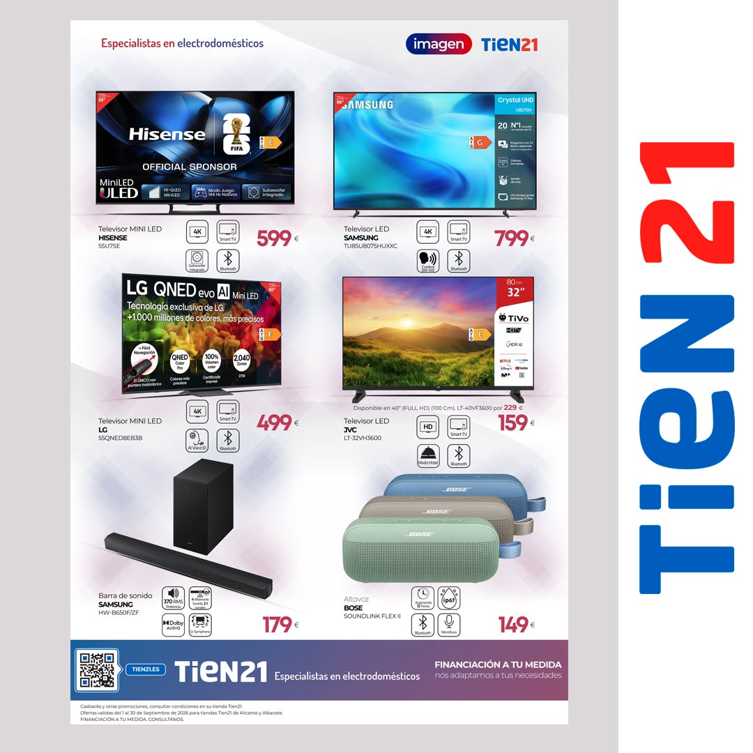 Folleto oficial TIEN21, septiembre de 2026, página 4: televisión y sonido